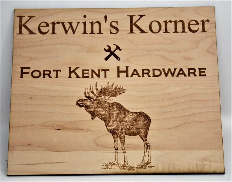 Laser Cut And Engraved Wooden Signs/Nameplates, cut from maple, multiple sizes, text and graphic engraving included in price image 9