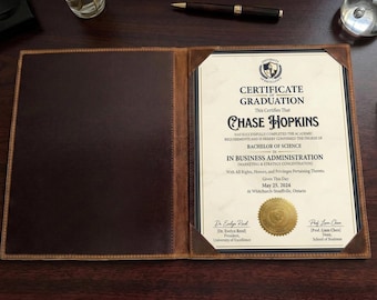 Custom Laser Engraved Premium Leather Diploma & Certificate Holders
