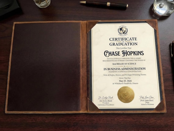 Custom Laser Engraved Premium Leather Diploma & Certificate Holders