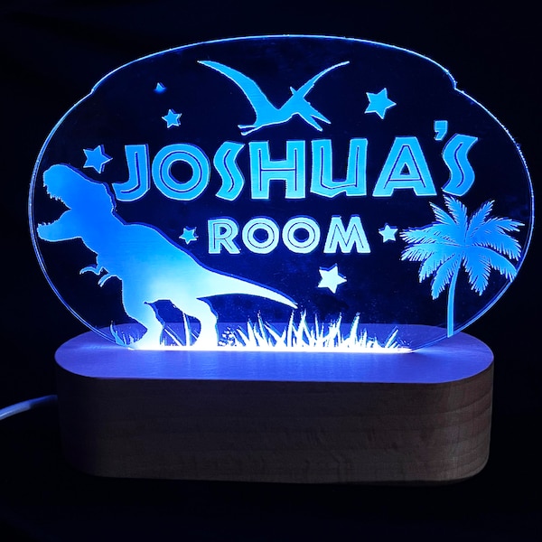 Custom Childs Name 7 color Dinosaur Night Light, Personalized Baby Name Sign Lamp Nursery Room Decor Gift for Kids Gift for Baby Girl Boy