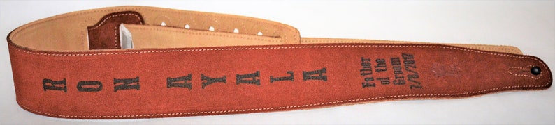 Custom Engraved Suede Guitar straps, custom guitar straps, guitar straps, personalized guitar straps, Rust color image 9