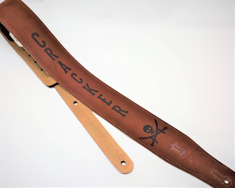 Custom Engraved Suede Guitar straps, custom guitar straps, guitar straps, personalized guitar straps, Rust color image 8