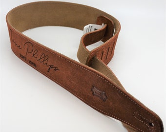 Custom Suede Guitar straps, custom guitar straps, guitar straps, personalized guitar straps, Rust color