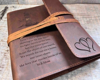 Refillable Writer's Log large Journal, Leather Journal, Personalized, Engraved , Diary, Notebook, Engraved Diary, Genuine Leather