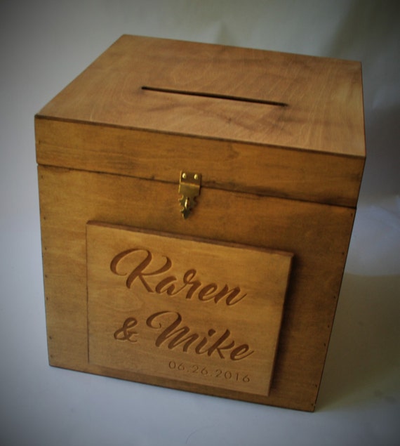 Rustic Wedding Card lock Box Personalized Engraved With Your Etsy