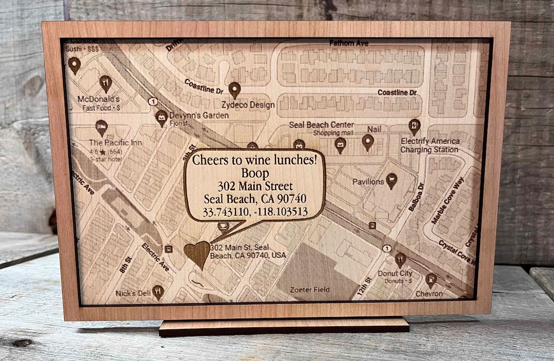 Custom Wooden Map Sign - Any Location - Any Text - Laser Cut and ...