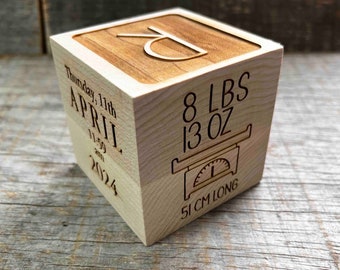 Personalized wooden baby blocks, Christening block, baptism block, personalized baby block. Comes with free gift box