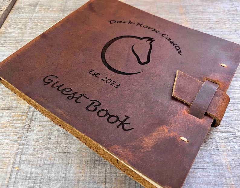 Large Guest Registry, Leather, Wedding Registry, Personalized, Guest Book, Personalized Engraved Diary, Genuine Leather image 8