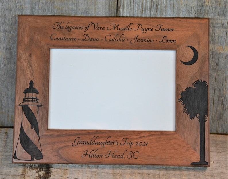 Walnut Or Alder Laser Engraved Wooden Picture Frames personalized. All design and engraving is included Anything can be engraved. imagem 1