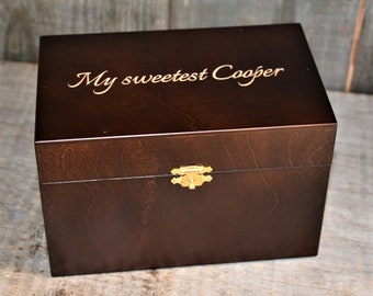 Custom Wooden Gift Box. Personalized and engraved as requested 6.9x4.2x4.6 hinged lid