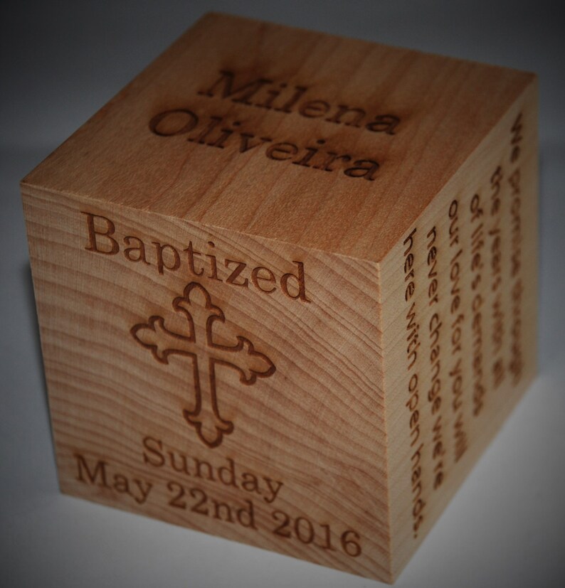 Personalized Wooden Baby Blocks Christening Block Baptism Etsy