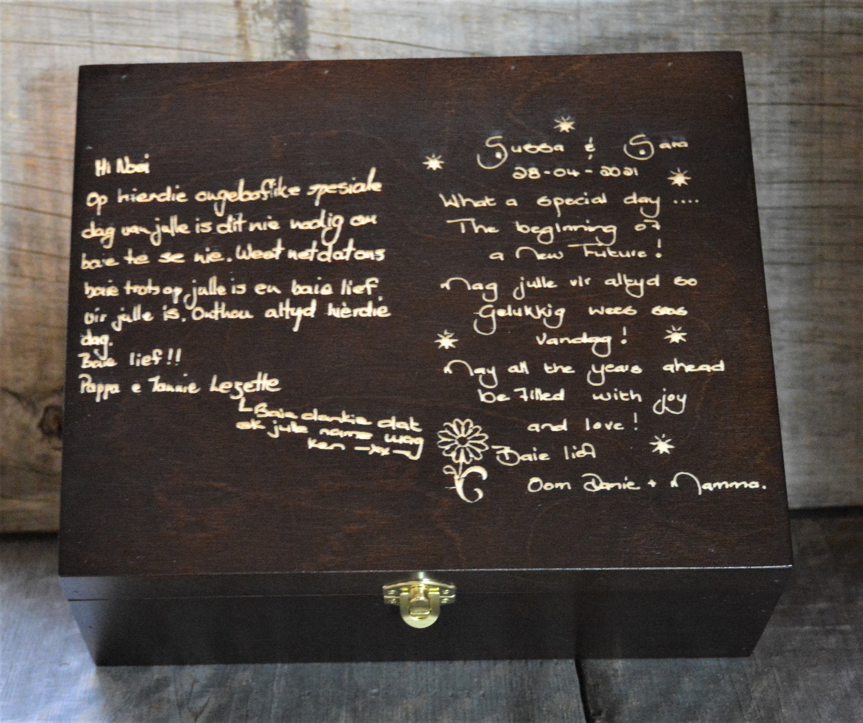 Handwriting Engraved Premium Custom Wooden Gift Box Engraved by Laser ...