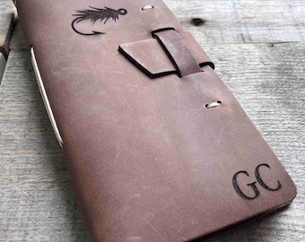 Fishing Log Premium Leather Custom engraved and personalized All Engraving is included