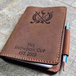 Bûche de golf en cuir gravée, Gravure laser personnalisée, Agenda, Carnet de notes, Agenda personnalisé gravé, Cuir véritable