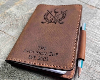 Engraved Leather Golf Log, Laser Engraved Personalized, Diary, Notebook, Personalized Engraved Diary, Genuine Leather