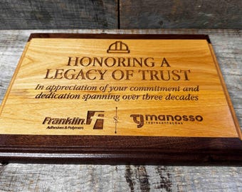 Custom engraved Plaque personalized two tone wooden plaque - engraving is included for free