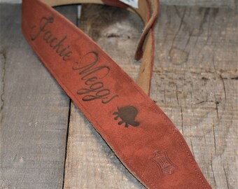 Custom Suede Guitar straps, custom guitar straps, guitar straps, personalized guitar straps, Rust color