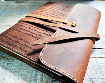 Refillable Writer's Log large Journal, Leather Journal, Personalized, Engraved , Diary, Notebook, Engraved Diary, Genuine Leather