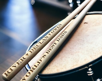 Personalized Drum Sticks, Laser Engraved Drum Sticks, Professional Grade Drumsticks, Wood Tip Drum Sticks, Song Lyrics Engraved