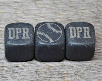 Custom Whiskey Rocks / Whiskey Stones - Laser engraved and personalized. Any text, any font.