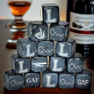 Personalized Engraved Whiskey Stones - Keep Your Drink Cold in Style! Custom Laser engraving is included. Great Gift for a whiskey drinker