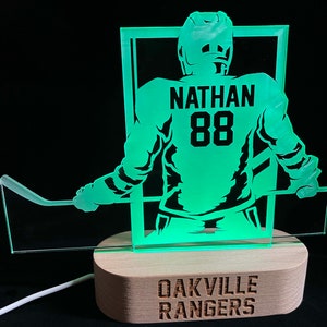 Hockey Player Custom Name 7 Color Personalized LIGHT Sign Lamp Jersey sign with name and number Custom Sign Sports Sign
