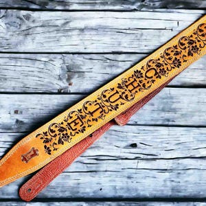 Our Softest Best Selling Strap Custom Double Stitch Guitar Strap Engraved as requested