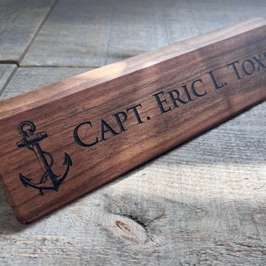 Engraved Wooden Desk Name Plates 10 Inch solid Walnut wood, custom engraved with the text of your choice custom wooden sign image 3