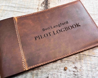 Master Pilots Log Laser Engraved, Logbook, Notebook, Personalized Engraved Diary, Genuine Leather Pilot Log plane helicopter drone