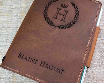 Re-fillable Engraved Leather Golf Log, Personalized, Diary, Notebook, Personalized Engraved Diary, Genuine Leather with pencil, golf gift