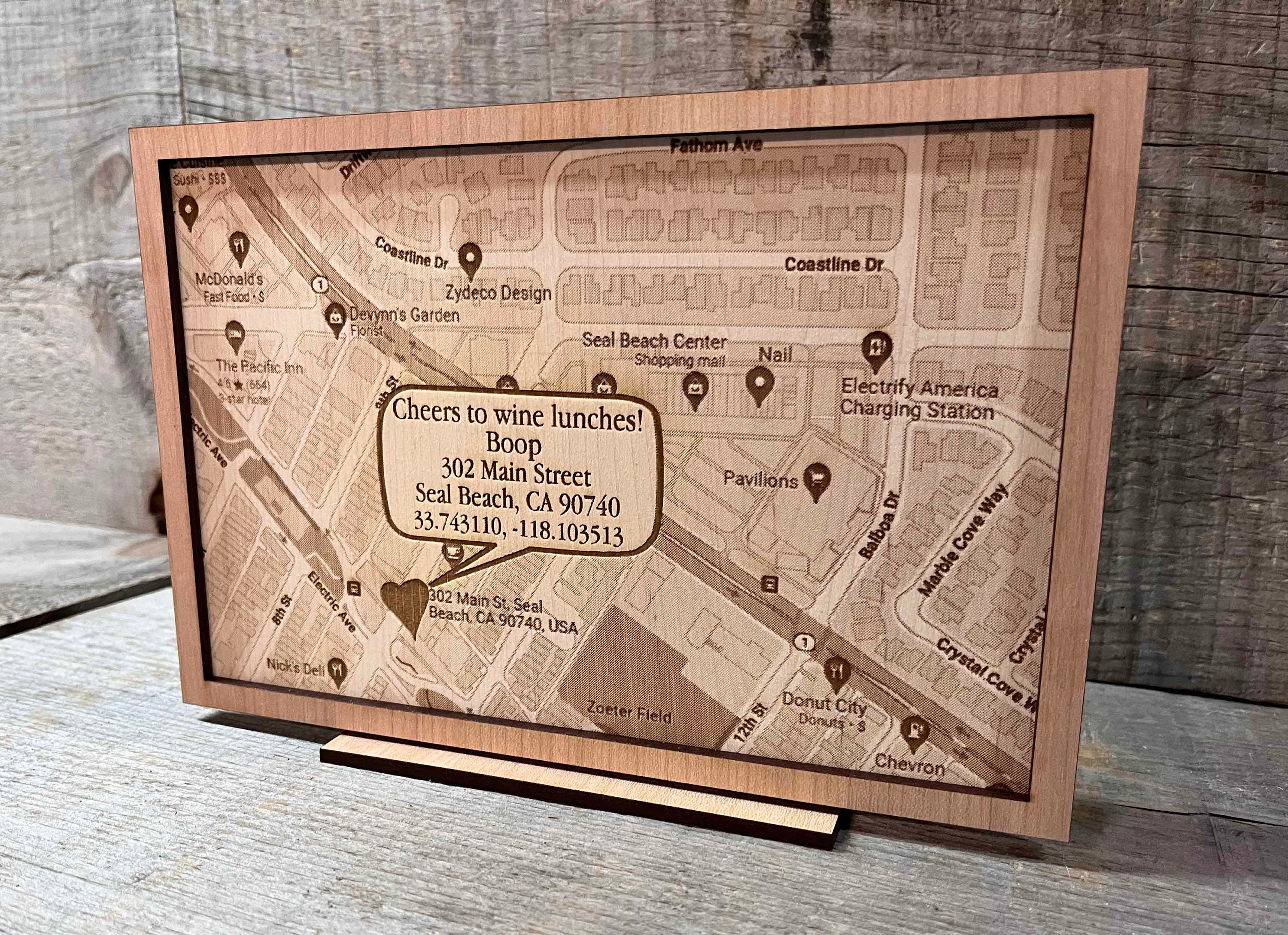 Custom Wooden Map Sign - Any Location - Any Text - Laser Cut and ...