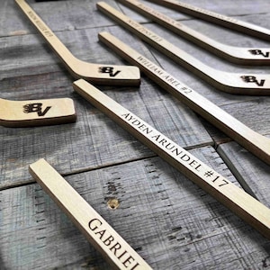 Personalized Mini Hockey Sticks , Ring Bearer Gift, Groomsman Gift, Best Man Gift, Engraved Hockey coaches gift, newborn gift Custom Hockey