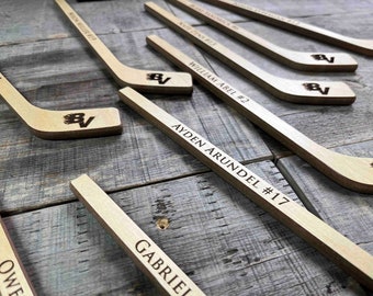 Personalized Mini Hockey Sticks , Ring Bearer Gift, Groomsman Gift, Best Man Gift, Engraved Hockey coaches gift, newborn gift Custom Hockey