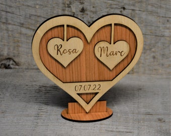 Valentines Day - Sweethearts - Anniversary - Birthday Wooden Display Art Custom Laser Engraved and Cut from Cherry and Maple wood.