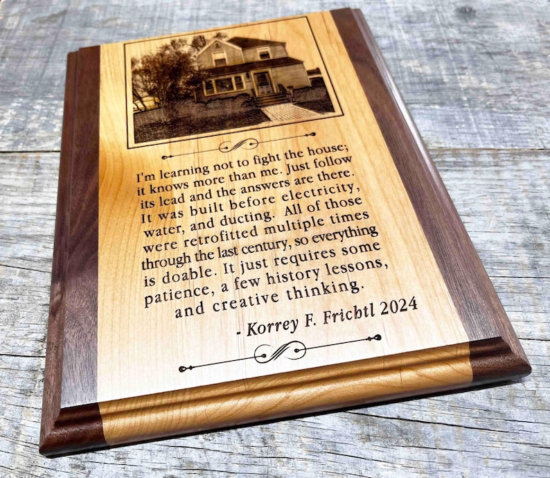 Custom engraved Plaque personalized two tone wooden plaque - engraving is included for free image 1