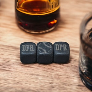Personalized Engraved Whiskey Stones - Keep Your Drink Cold in Style! Custom Laser engraving is included. Great Gift for a whiskey drinker