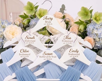 Personalized Birch Wood Wedding Hangers: Custom Bridal, Bridesmaid, Groomsmen Gifts