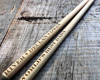 Personalized Drum Sticks, Laser Engraved Drum Sticks, Professional Grade Drumsticks, Wood Tip Drum Sticks, Song Lyrics Engraved