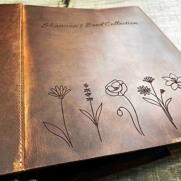 Premium Leather Binder Custom Engraved and Personalized by Laser. Design is included free.