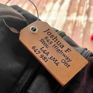 Custom Engraved Not Printed Leather Luggage Tags Bag for Him Her Business Travel  3rd Anniversary Aircraft Wire Cable Gift Tag Address