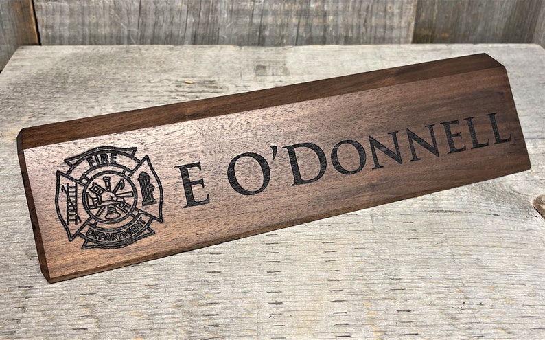 Engraved Wooden Desk Name Plates 10 Inch solid Walnut wood, custom engraved with the text of your choice custom wooden sign image 9