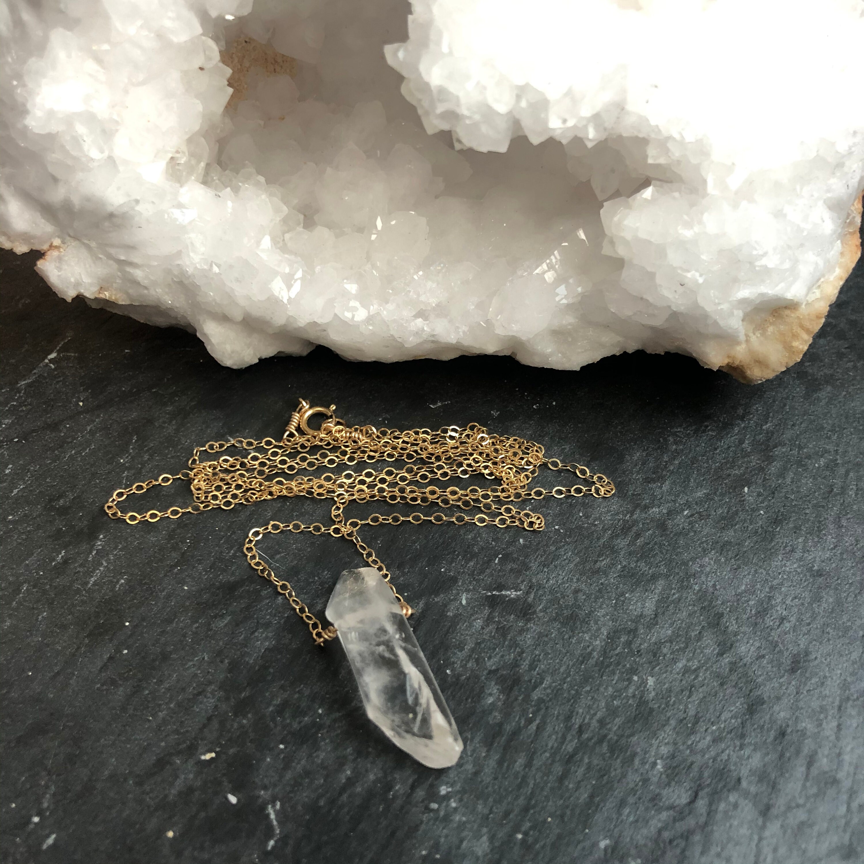 Quartz gold filled necklace Etsy