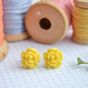 Bright Yellow Every Day Flower Earrings on Surgical Steel or Hypoallergenic Titanium Studs