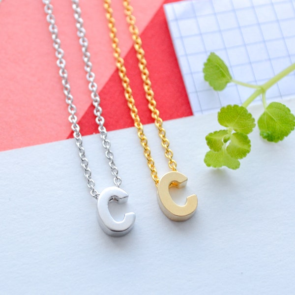 Gold or Silver Plated Letter 'C' Layering Initial Necklace