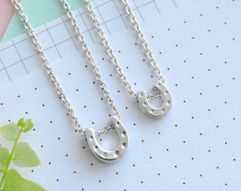 Lucky Silver Horseshoe Charm Necklace | Delicate Layering Necklace