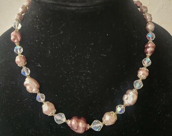 Signed Miriam Haskell beaded necklace in gorgeous neutral colors.