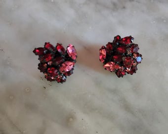 Vintage clip  rhinestone earrings, 1950's