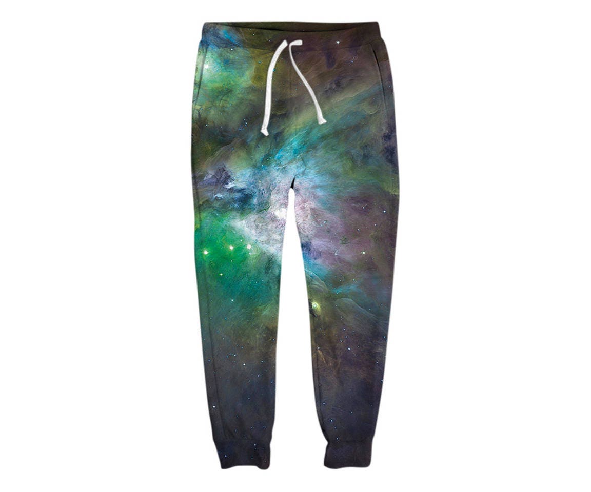 Green Galaxy Jogger Pants | Galaxy Sweatpants | Comfy Workout Running Pants  | Comfy Festival Rave Clothes | Best EDM Outfits