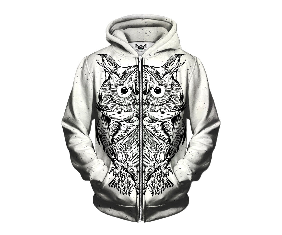 Owl zip up hoodie Clearance