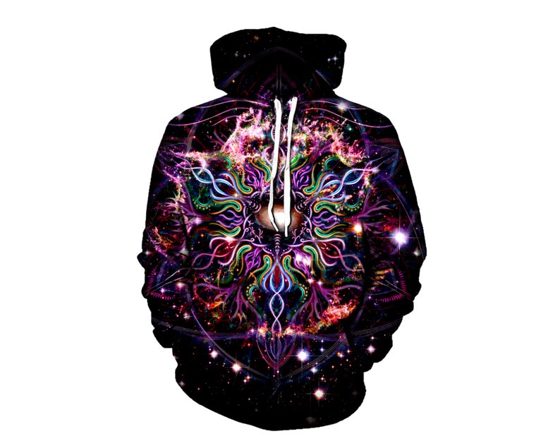 Mandala Nebula Art Hoodie Outer Space EDM Hoody Raver Clothes Concert Clothing Fractal Pattern image 1